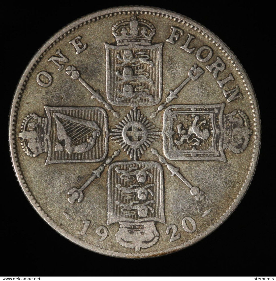  Grande-Bretagne / United Kingdom, George V, 1 Florin, 1920, , Argent (Silver), TB+ (VF),
KM#817a - J. 1 Florin / 2 Schillings