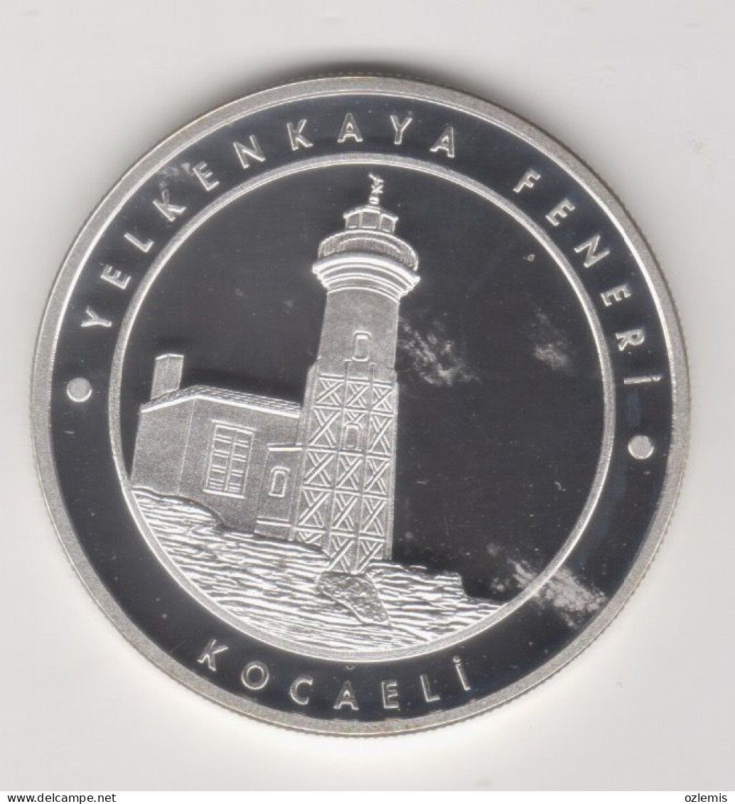 KOCAELI  ,LIGHTHOUSE ,YELKENKAYA FENERI , COMMEMORATIVE , SILVER COIN ,2018  ,TURKEY - Turchia