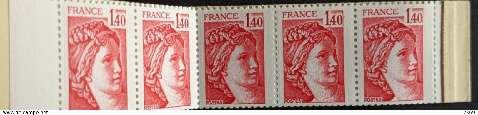 2102 C5a Conf. 6 Gomme Mate Tropical Carnet Sabine 1.40F Rouge - Modern : 1959-…