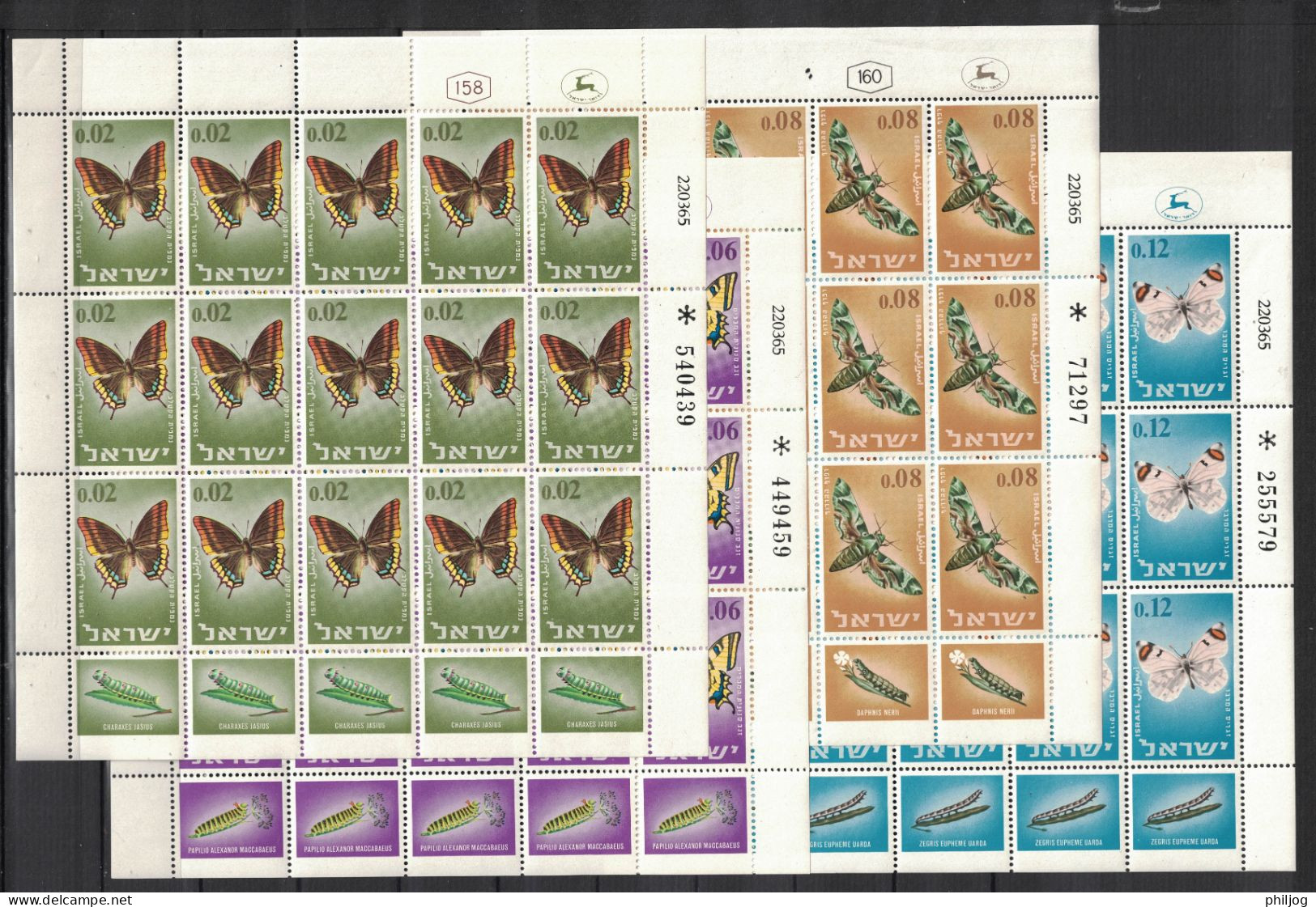 Israël 1965 - Yvert 300-303, Scott#304-307, Bale 323-326 - Feuille Complète Neuve SANS Charnière - Papillons - Ongebruikt (met Tabs)