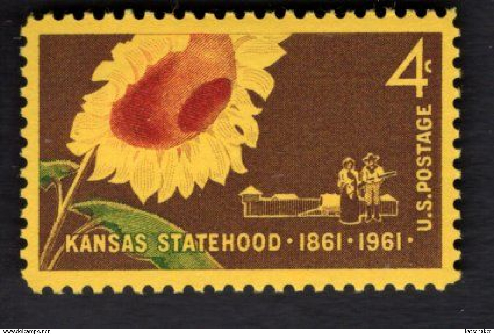 202748169  1961 SCOTT 1183 (XX) POSTFRIS MINT NEVER HINGED -  KANSAS STATEHOOD - FLOWER - Unused Stamps