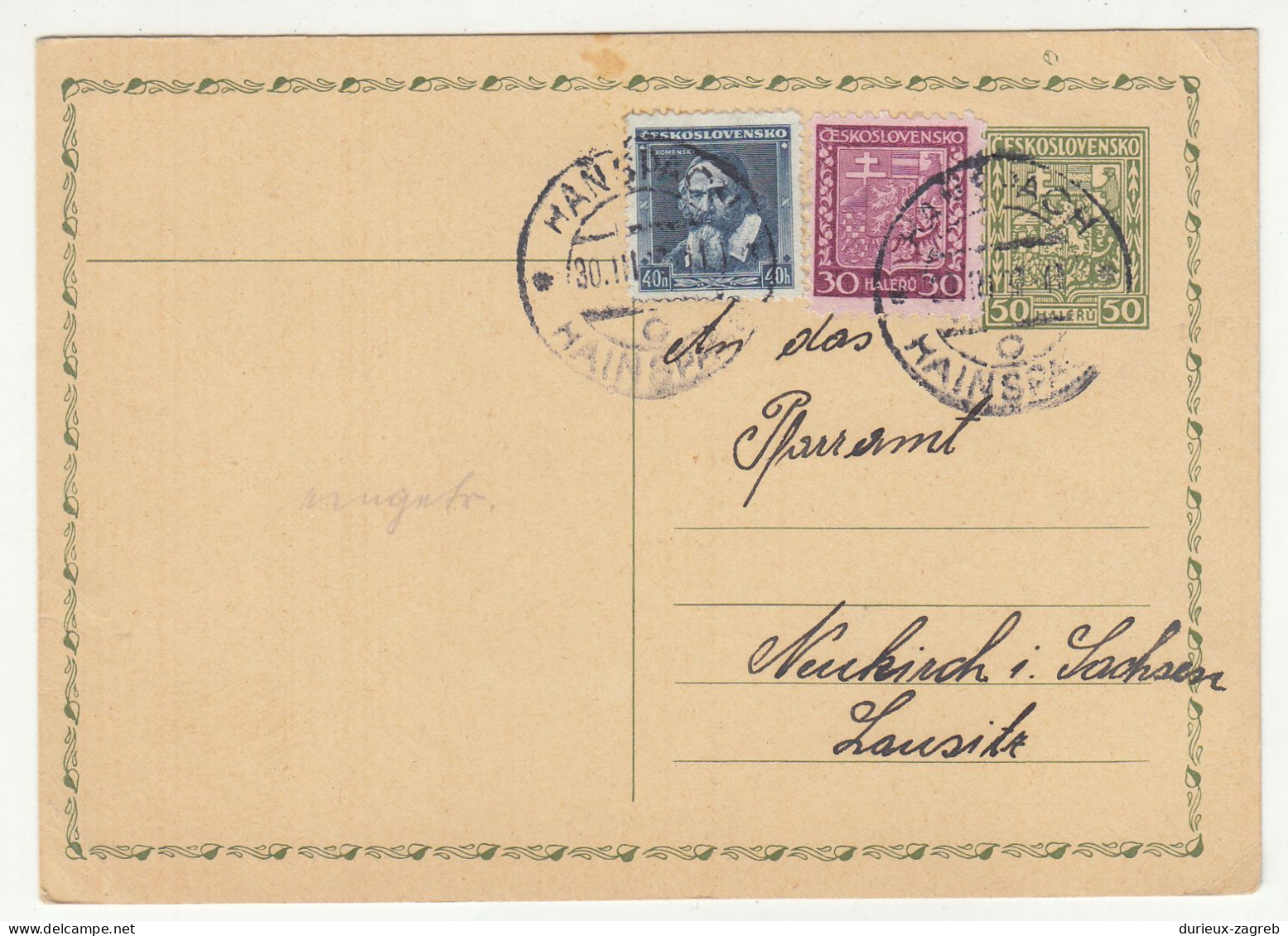 Czechoslovakia Postal Stationery Postcard Posted 1937 B240401 - Ansichtskarten