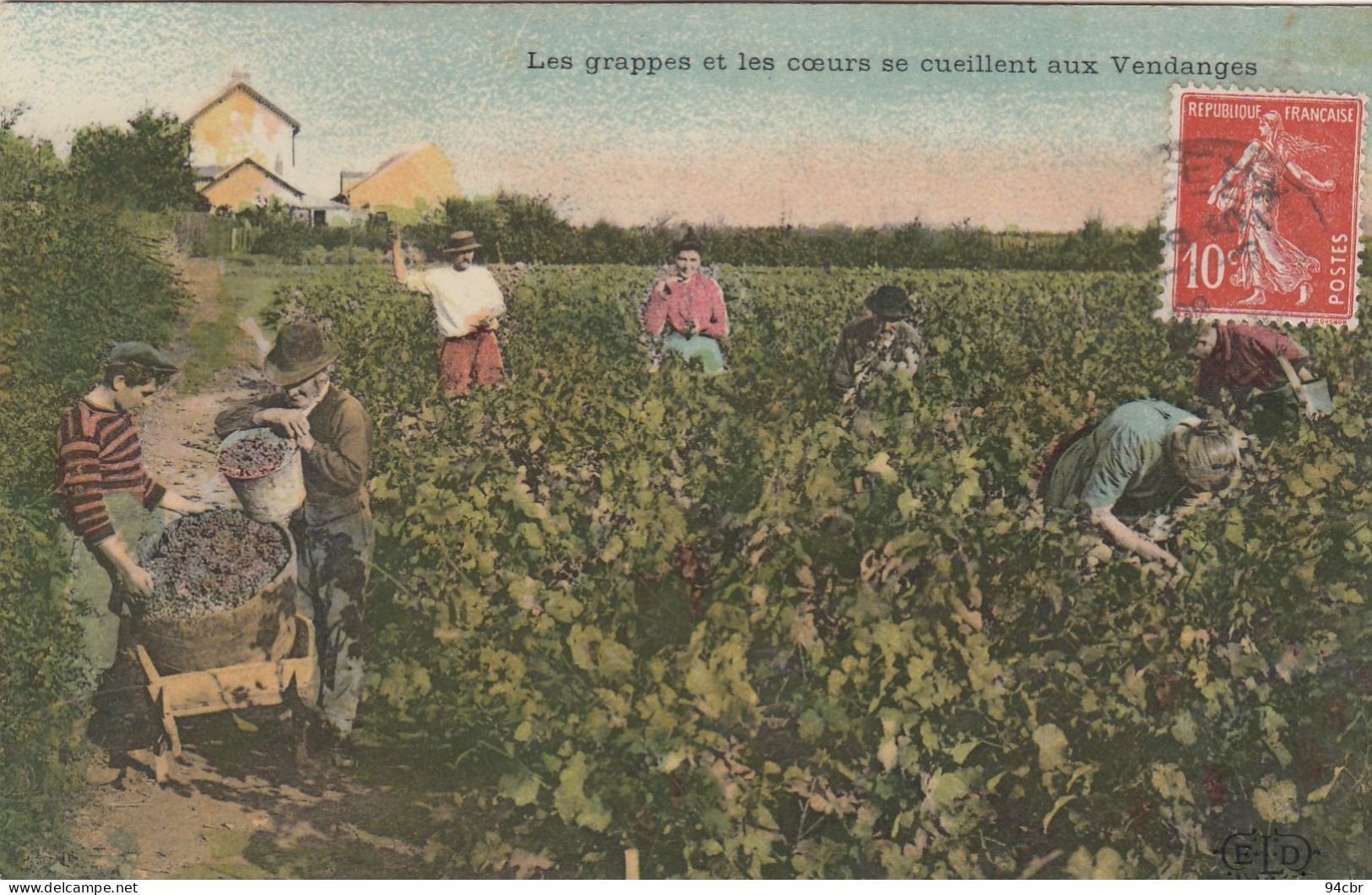 CPA (  Agriculture)  Les Grappes Et Les Coeurs Se Cueillent Aux Vendanges (b.bur Theme) - Landbouw