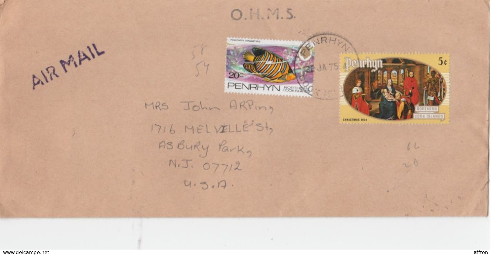 Penrhyn Old Cover Mailed - Penrhyn