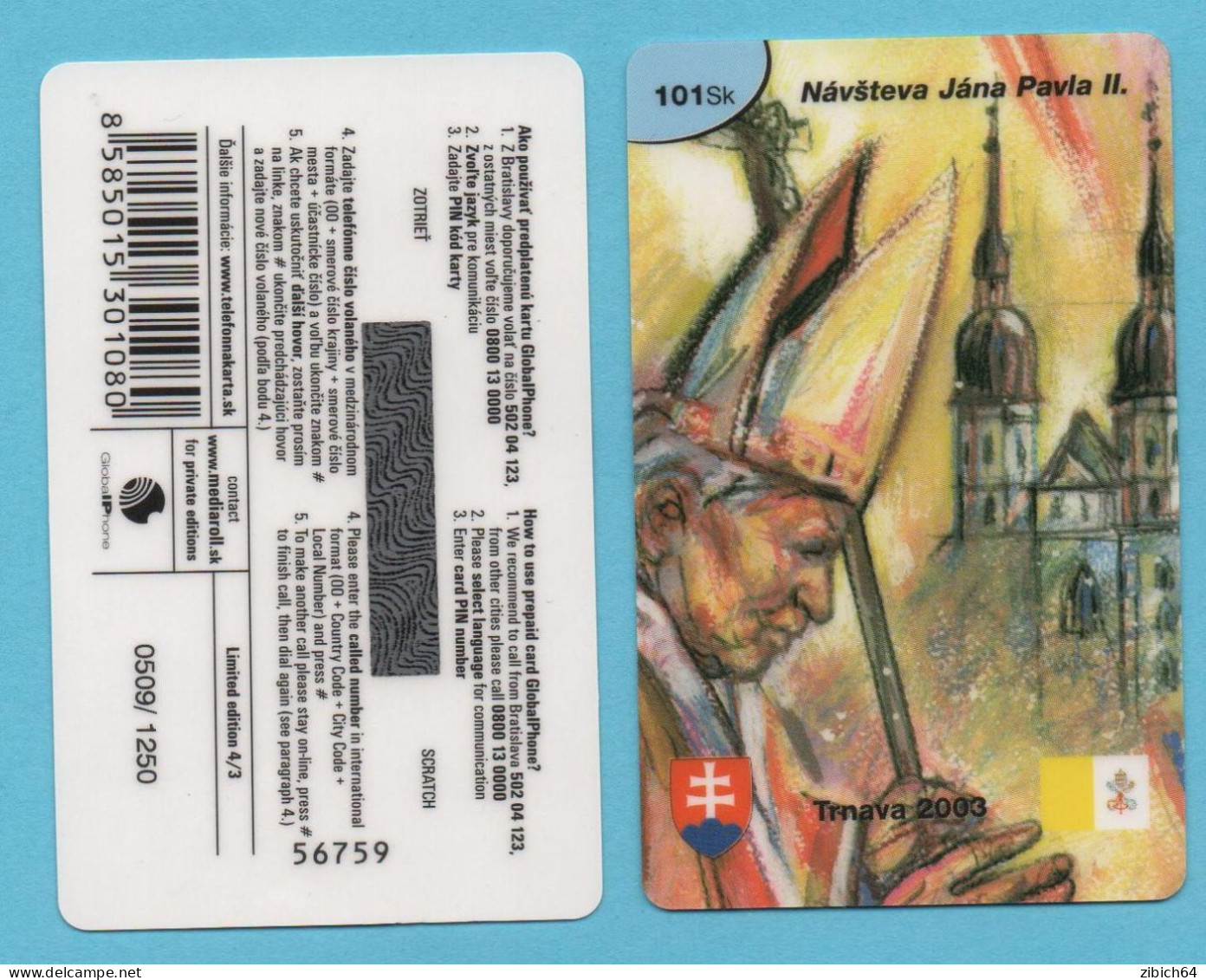 SLOVAKIA Prepaid Phonecard  POPE  Mint  - 1250 St - Slowakei