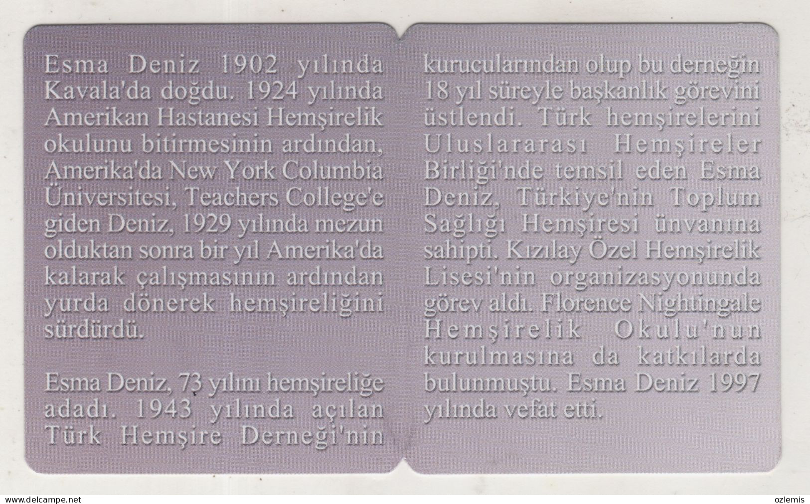 FIRST FEMALE NURSE,NURSE  , ESMA DENIZ, , COMMEMORATIVE , SILVER COIN ,2015  ,TURKEY - Türkei