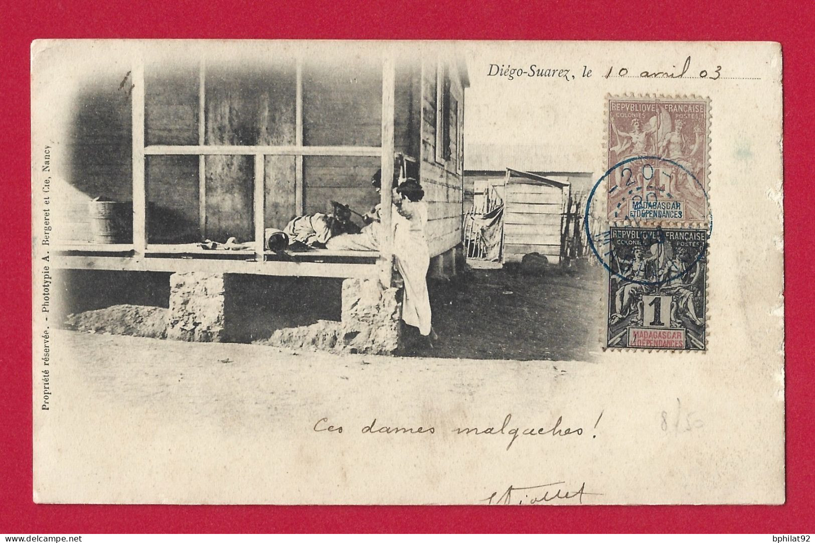 !!! MADAGASCAR, CARTE POSTALE DE DIEGO-SUAREZ POUR NICE DE 1903 - Cartas & Documentos