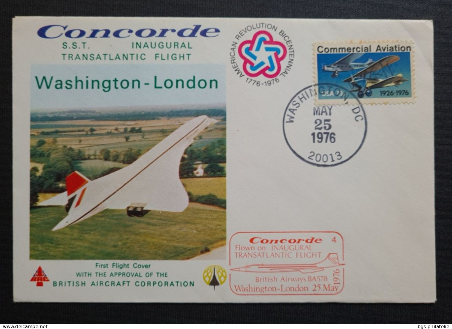 Concorde,  Vol WASHINGTON- PARIS  Le 25/5/1976. - Concorde