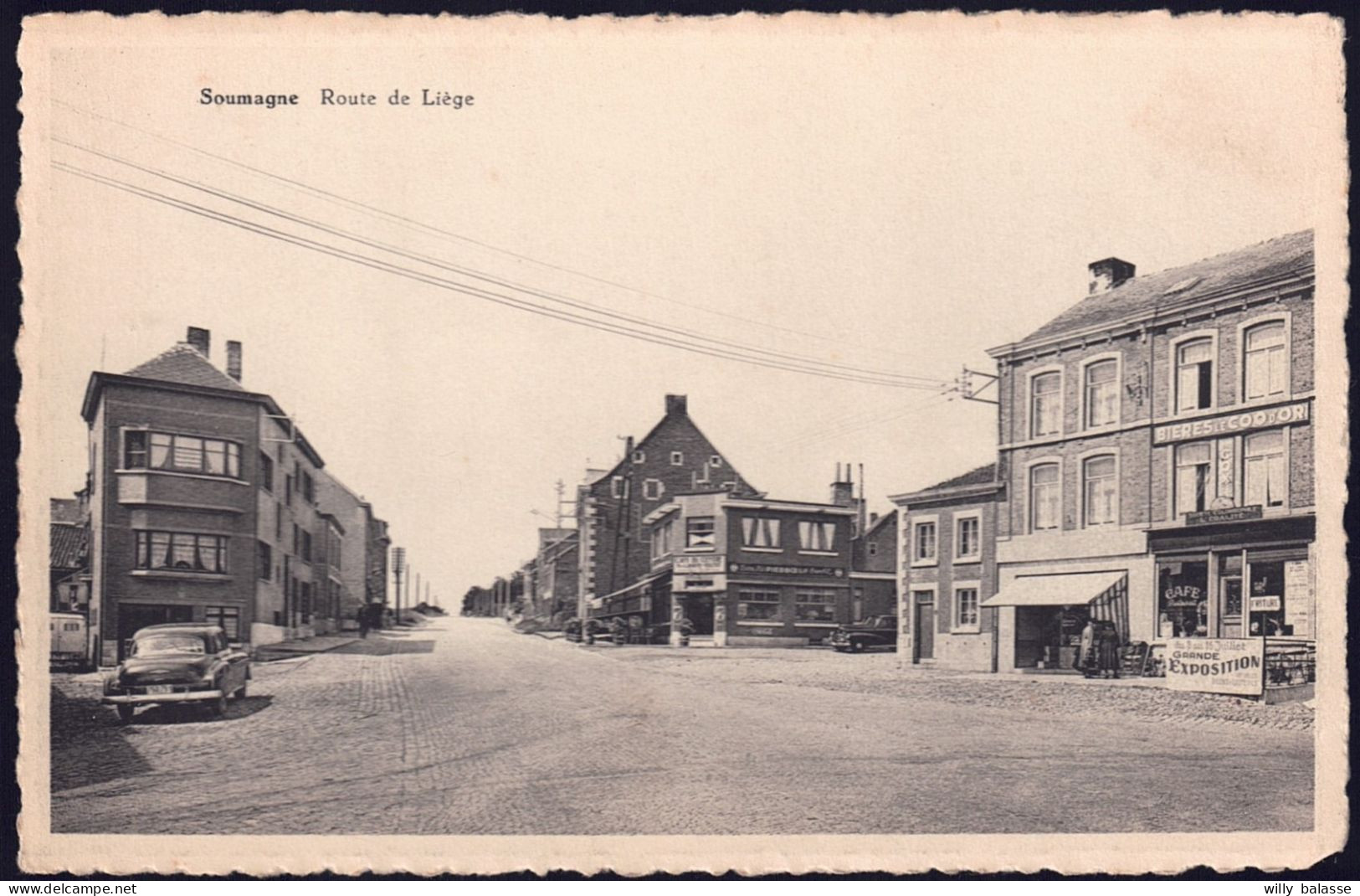 +++ CPA - SOUMAGNE - Route De Liège - Café - Bières Le Coq D'Or // - Soumagne