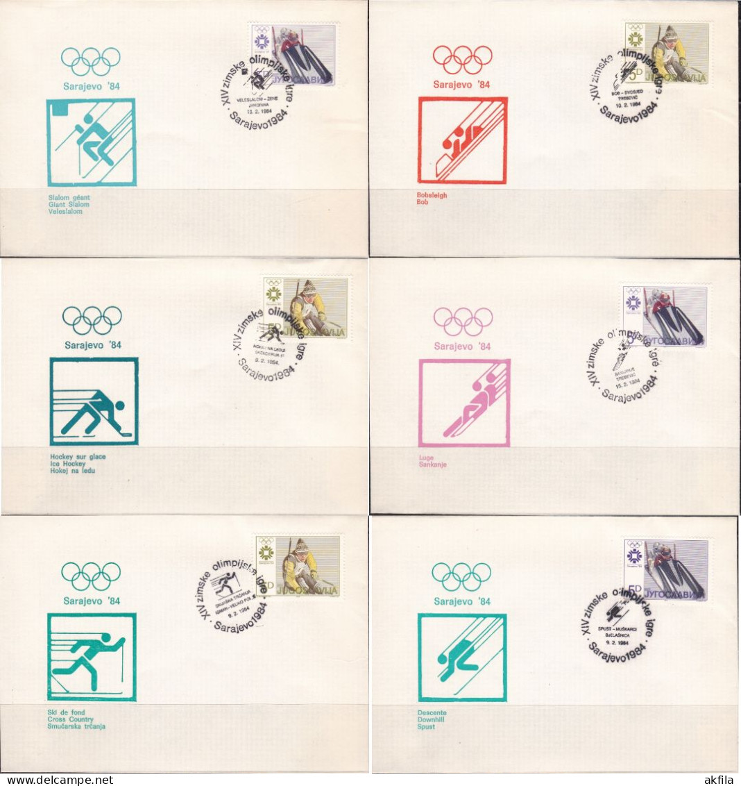 Yugoslavia 1984 Winter Olympics In Sarajevo, On 23 Commemorative Envelopes - Oblitérés