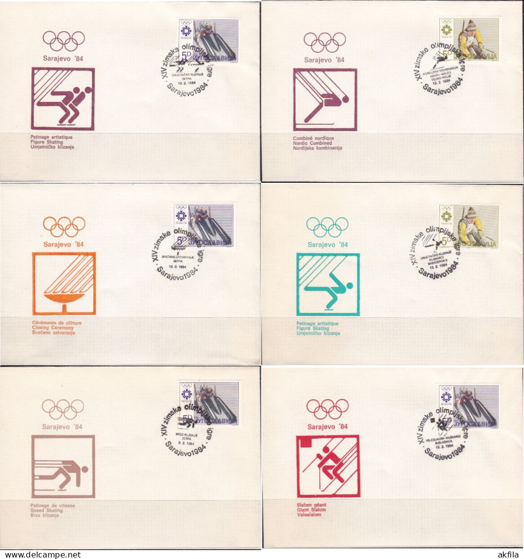 Yugoslavia 1984 Winter Olympics In Sarajevo, On 23 Commemorative Envelopes - Usados