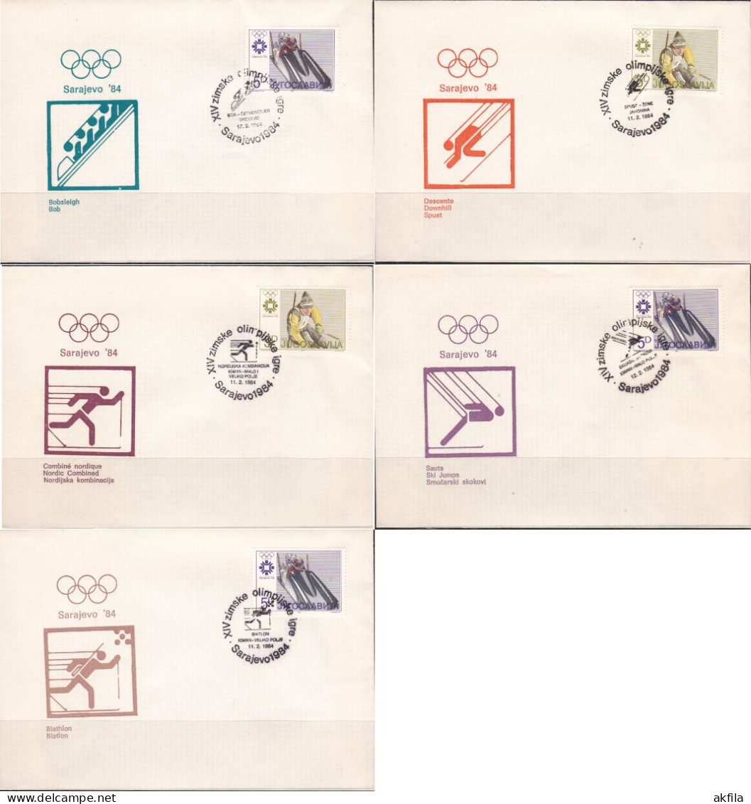 Yugoslavia 1984 Winter Olympics In Sarajevo, On 23 Commemorative Envelopes - Oblitérés