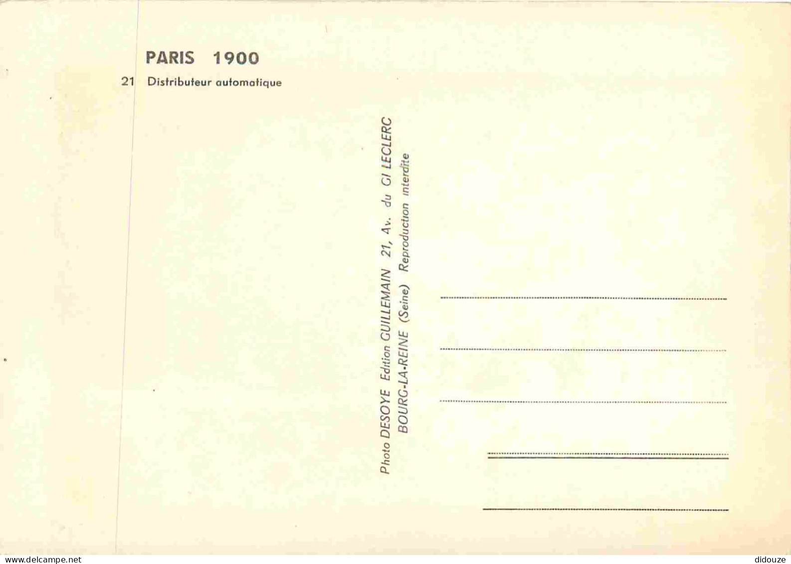 Reproduction CPA - 75 Paris - Distributeur Automatique - Paris 1900 - 21 - CPM - Voir Scans Recto-Verso - Ohne Zuordnung