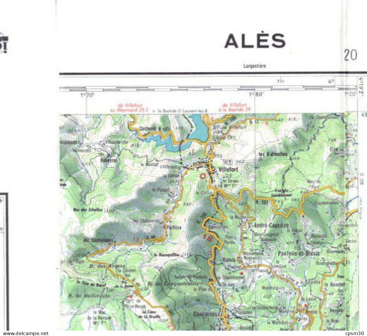 Carte routière, France IGN Orange et Ales dans sa pochette, 1/100.000