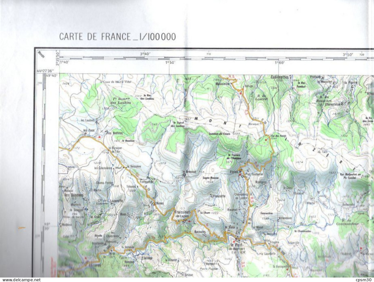 Carte routière, France IGN Orange et Ales dans sa pochette, 1/100.000