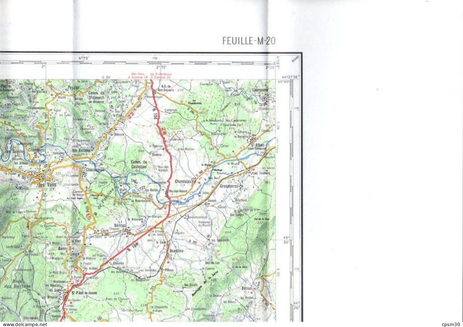 Carte routière, France IGN Orange et Ales dans sa pochette, 1/100.000