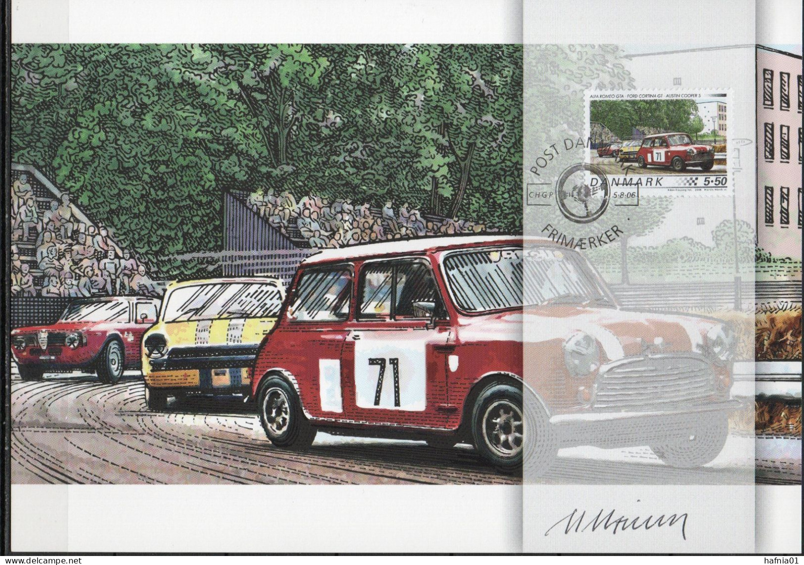 Martin Mörck. Denmark 2006.  Classic Racing Cars. Michel 1433 - 1436 FDC. Signed. - Cartes-maximum (CM)