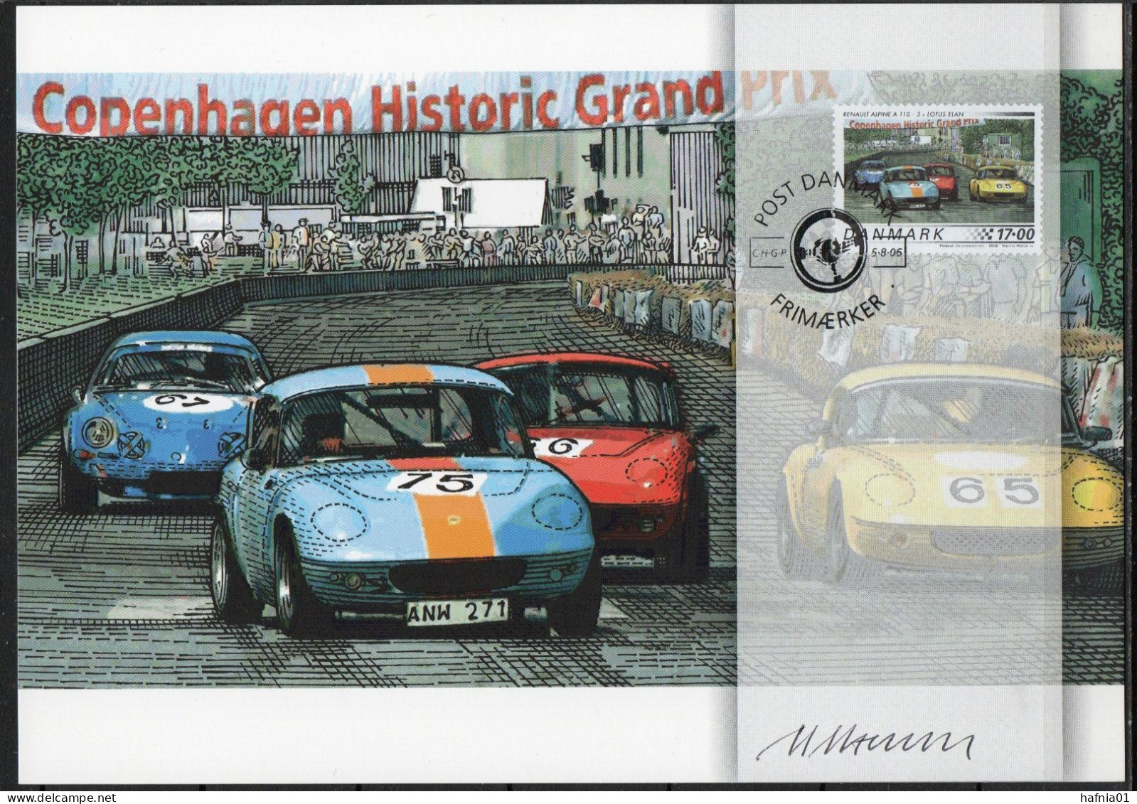 Martin Mörck. Denmark 2006.  Classic Racing Cars. Michel 1433 - 1436 FDC. Signed. - Maximumkaarten