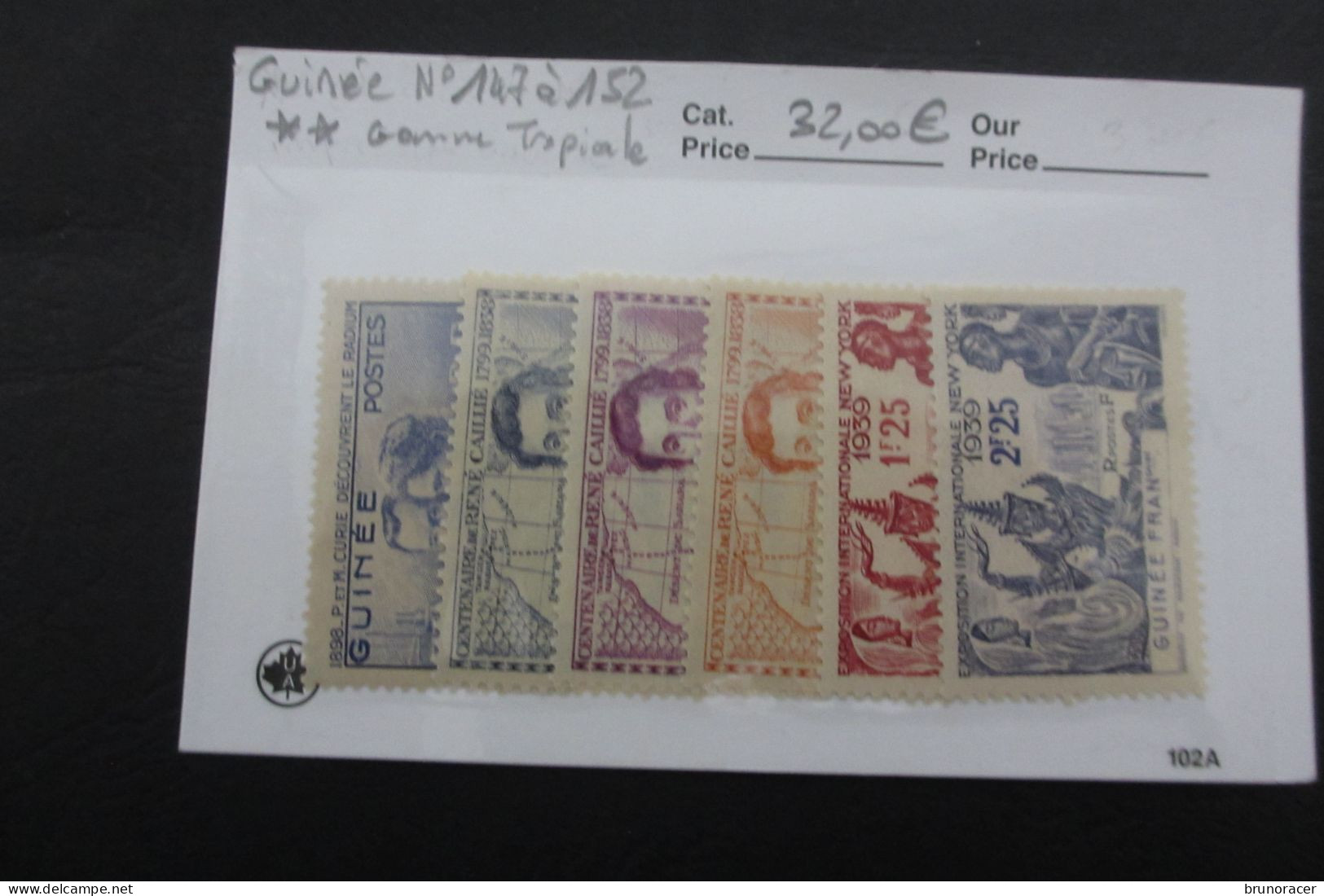 COLONIES GUINEE N°147 à 152 NEUF** GOMME TROPICALE COTE 32 EUROS VOIR SCANS - Unused Stamps