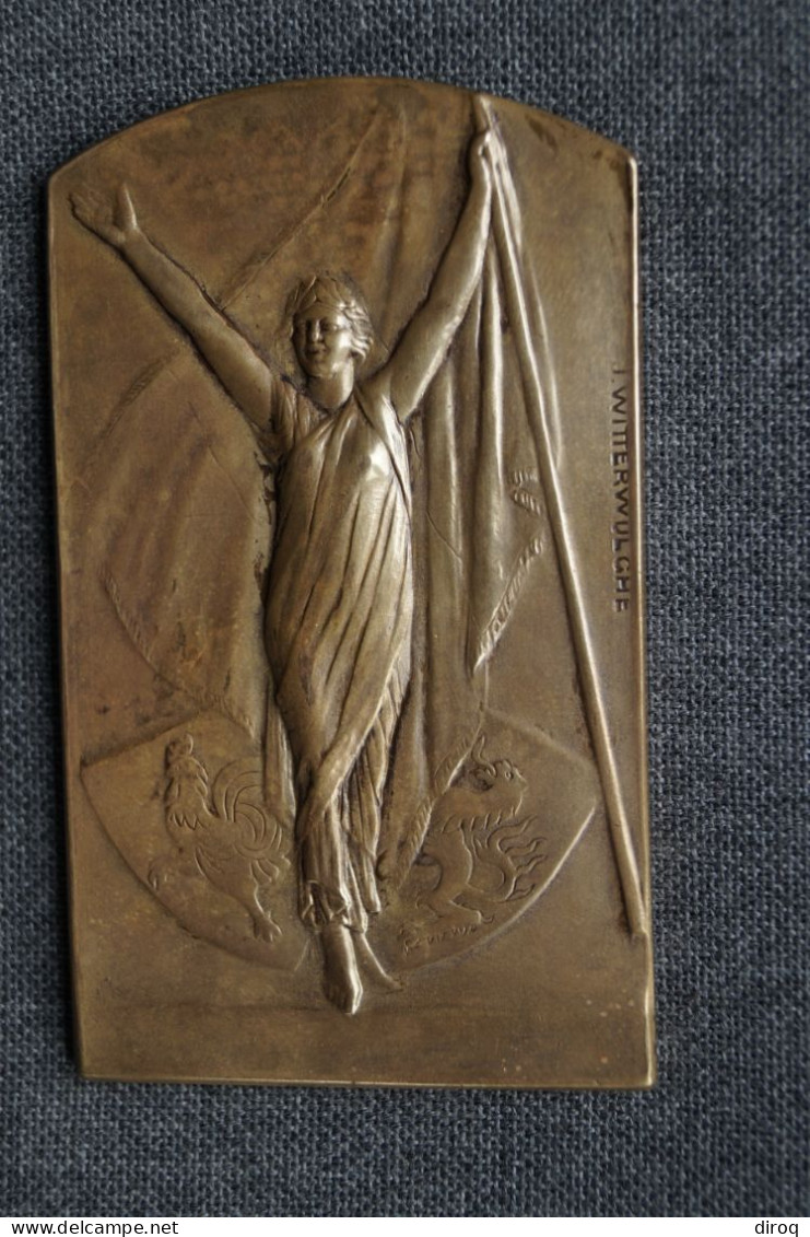Superbe Ancienne Scupture Sur Bronze Signé I. Witterwulghe,Anderlecht 1940-1945, 75 Mm./45 Mm. - Bronces