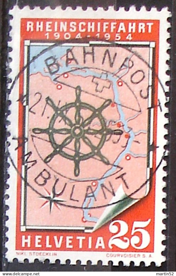 > SALE < Schweiz Suisse 1954: RHEIN-SCHIFFAHRT Zu 318 Mi 595 Yv 546 Zentral-⊙ BAHNPOST 21.IX.54 AMBULANT (Zu CHF 7.00) - Used Stamps