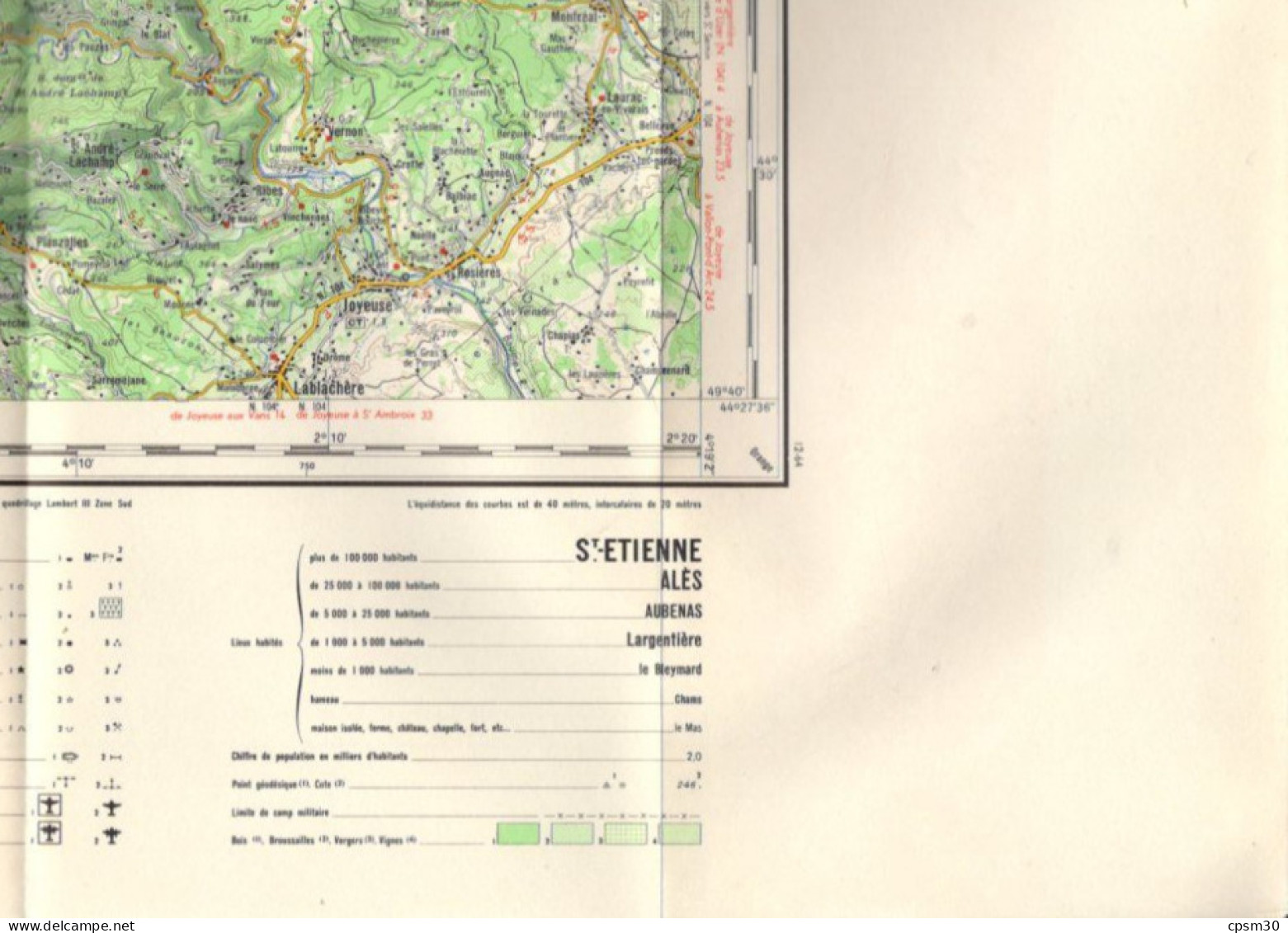 Carte routière, France IGN Largentière et Privas dans sa pochette, 1/100.000