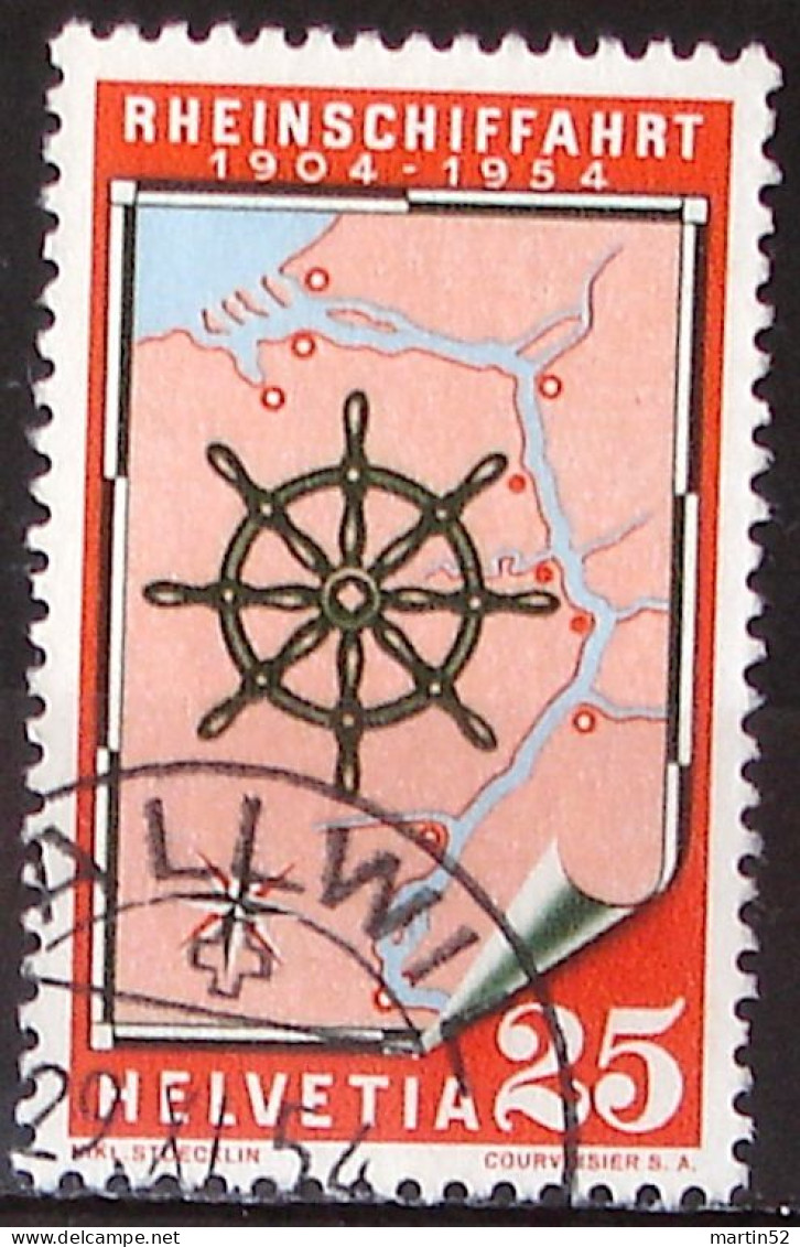 > SALE < Schweiz Suisse 1954: RHEIN-SCHIFFAHRT Zu 318 Mi 595 Yv 546 Mit Eck-Stempel BALLWIL 29.XI.54  (Zu CHF 7.00) - Used Stamps