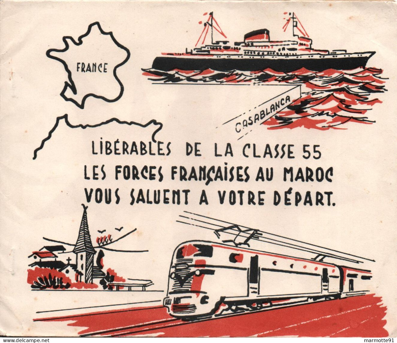 GUERRE ALGERIE FORCES FRANCAISES AU MAROC CLASSE 1955 - Documents