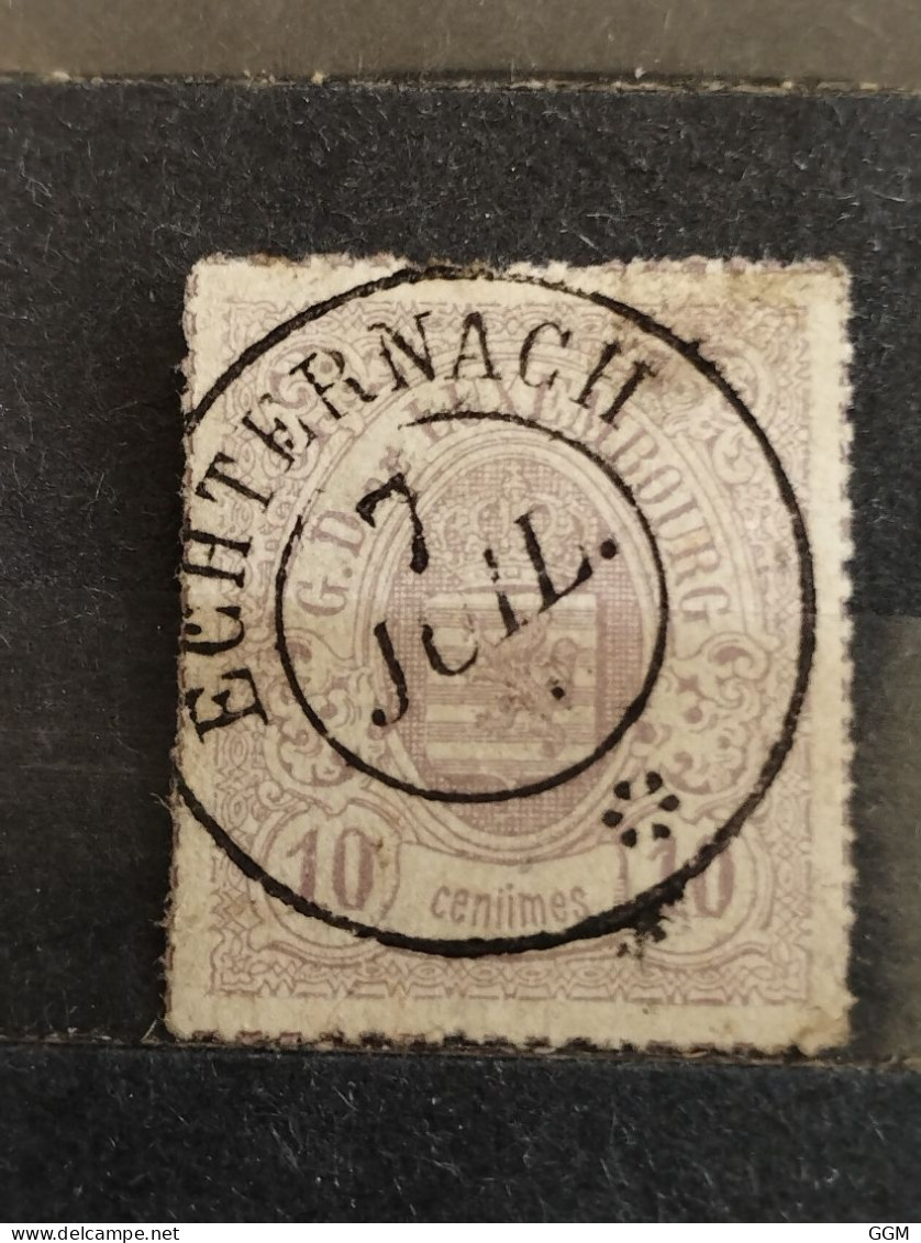 1875-1880. Luxemburgo. Escudo Armas. 10 Centimos. Dentado 13. Usado Echternach 7 Juillet. Mi 31 - 1859-1880 Armoiries