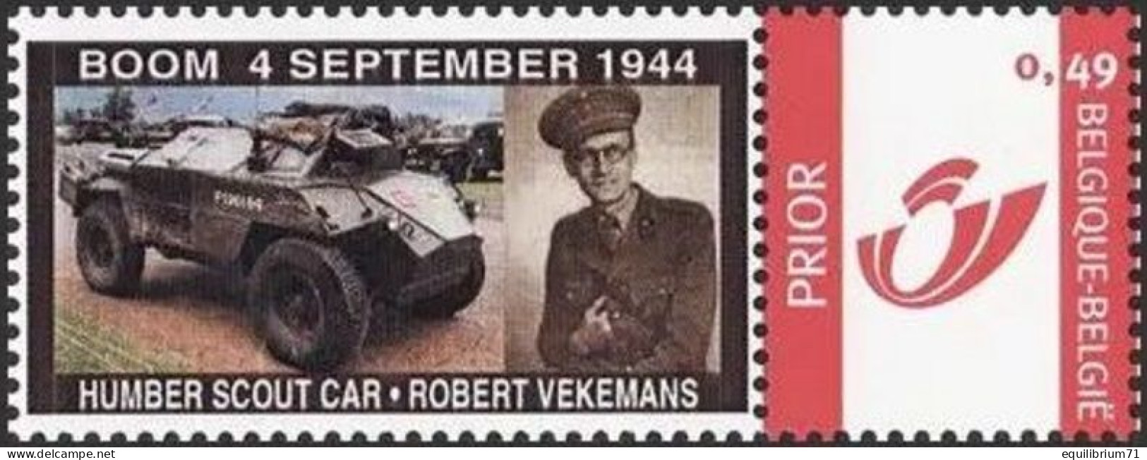 DUOSTAMP** / MYSTAMP** - Humber Scout Car - Vekemans - Boom 4 September 1944 - Gommé / Gegomd - Andere (Aarde)