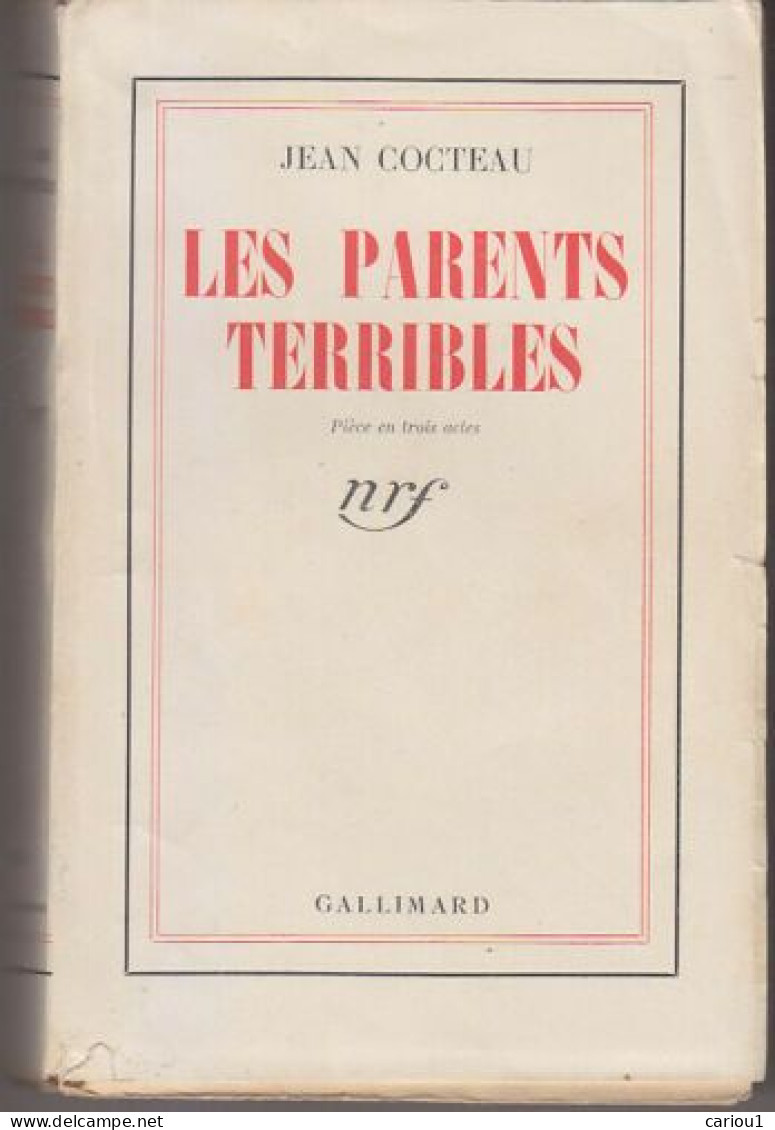 C1 Jean COCTEAU Les PARENTS TERRIBLES NRF 1943 Port Inclus France - Auteurs Français