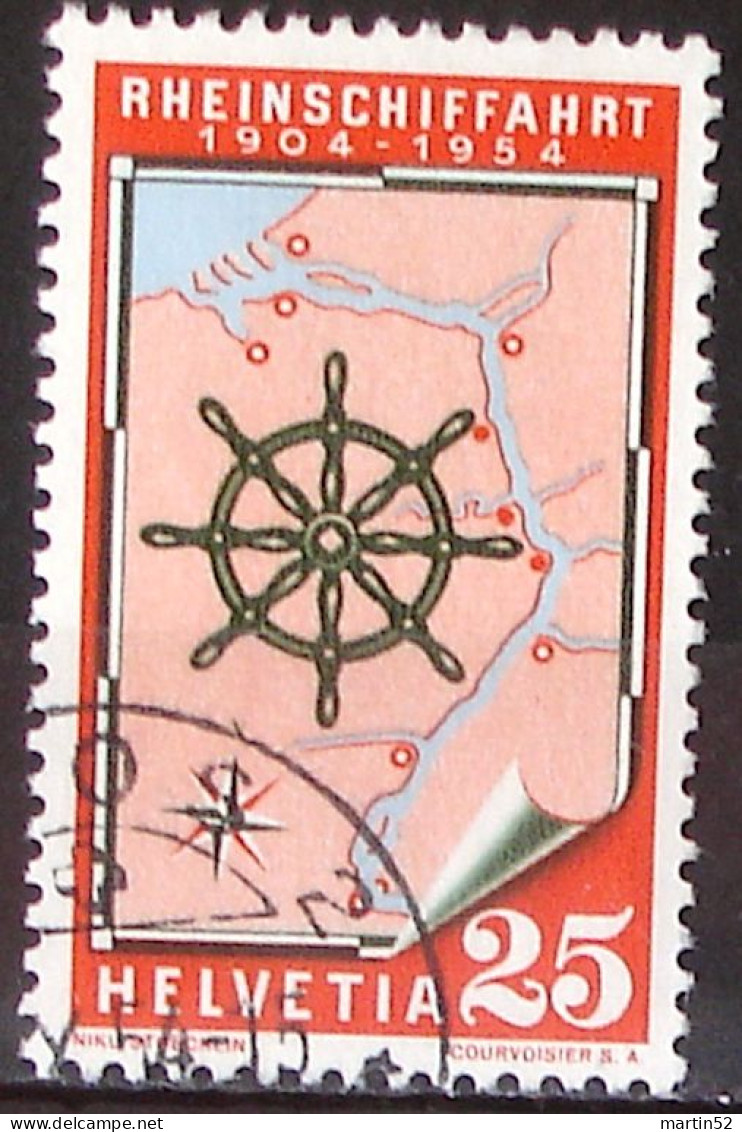 Schweiz Suisse 1954: RHEIN-SCHIFFAHRT Zu 318 Mi 595 Yv 546  Mit Eck-Stempel ...OS 2 ?.X.54 (Zu CHF 7.00) - Marítimo