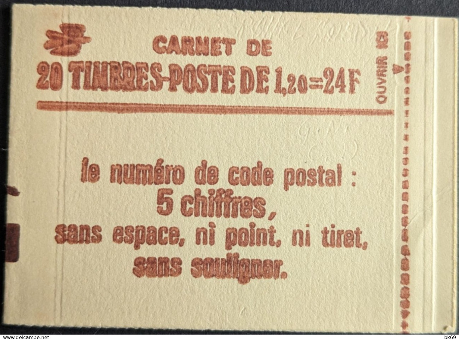 1974 C4 Conf. 8 Date 6/ 23.11.78 Carnet Fermé Sabine 1.20F Rouge - Modernos : 1959-…