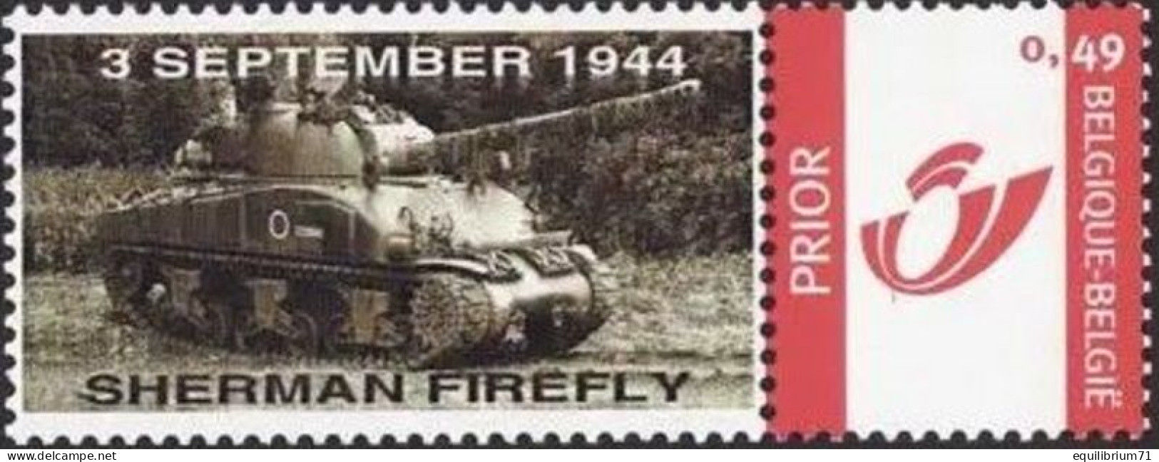 DUOSTAMP/MYSTAMP** - Sherman Firefly – Hertain 3 Sep 1944 (Tirrage, Image Plus Verte - Ontwerp, Groenere Afbeelding). - Neufs