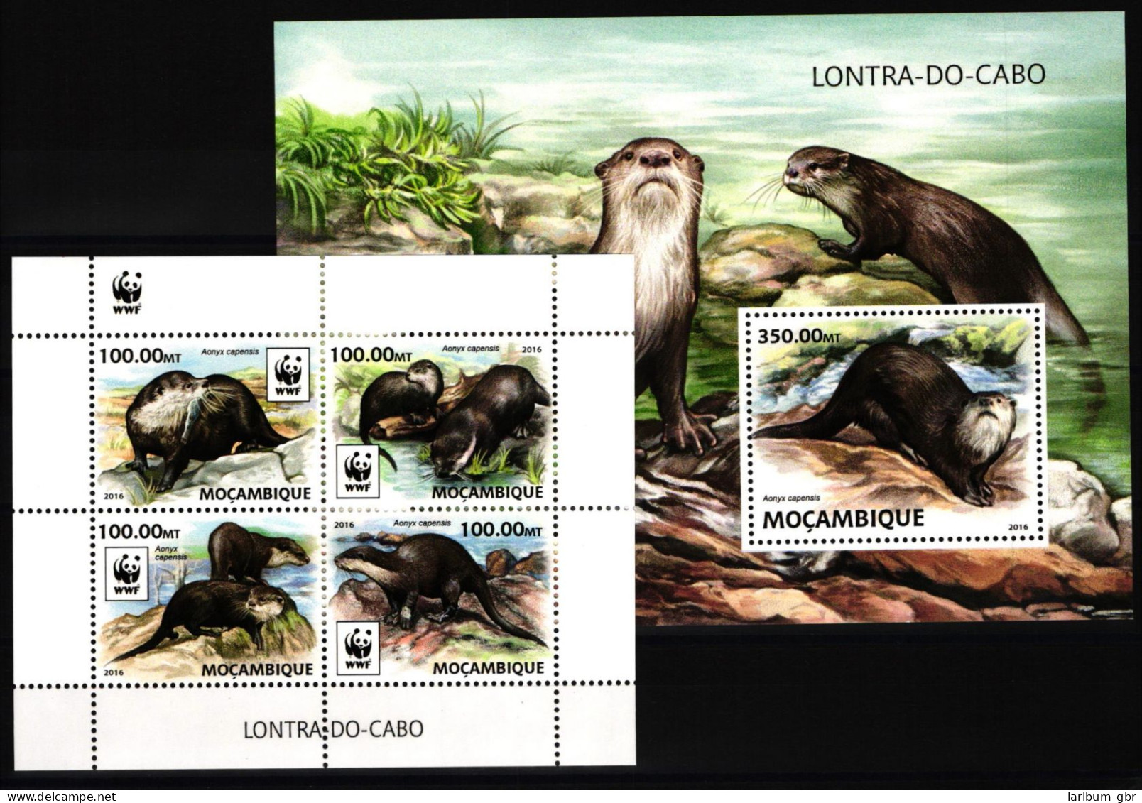 Mosambik 8884-8887 Und Block 1217 Postfrisch Viererblock / WWF #KC162 - Mozambique