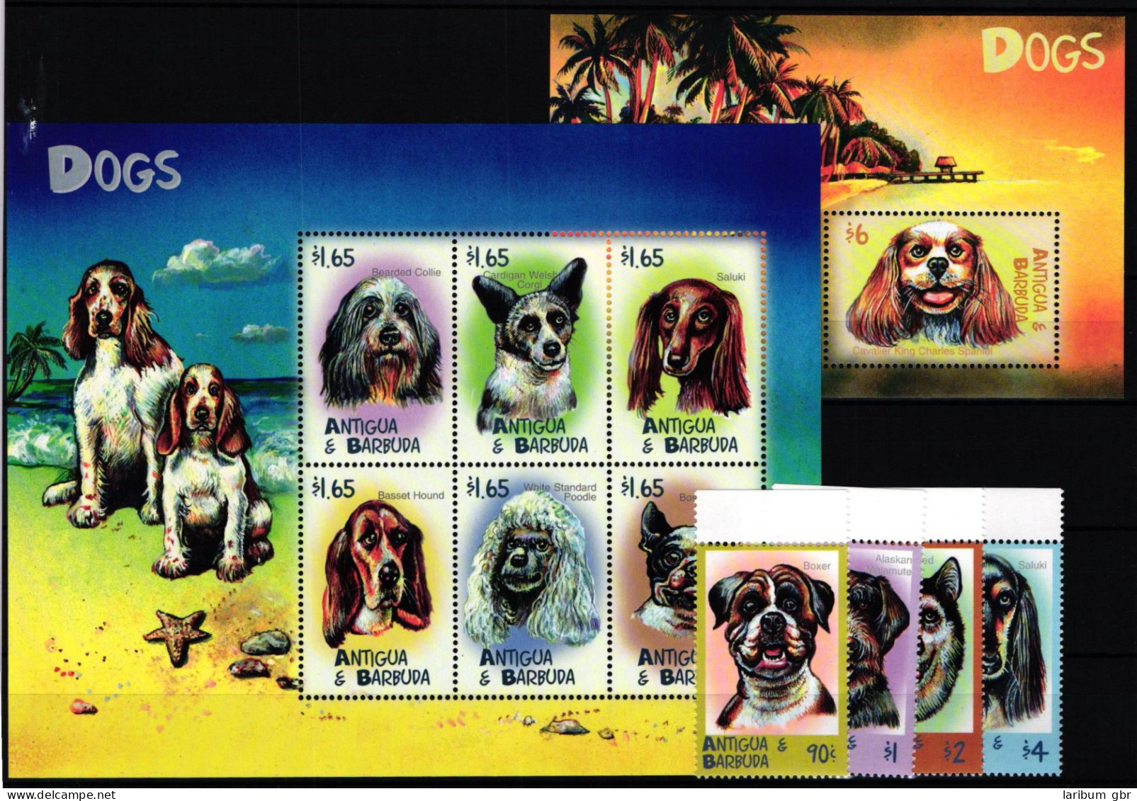 Antigua Barbuda 3131-3134, Klb. 3135-3140, Block 453 Postfrisch Hunde #KC215 - Antigua And Barbuda (1981-...)