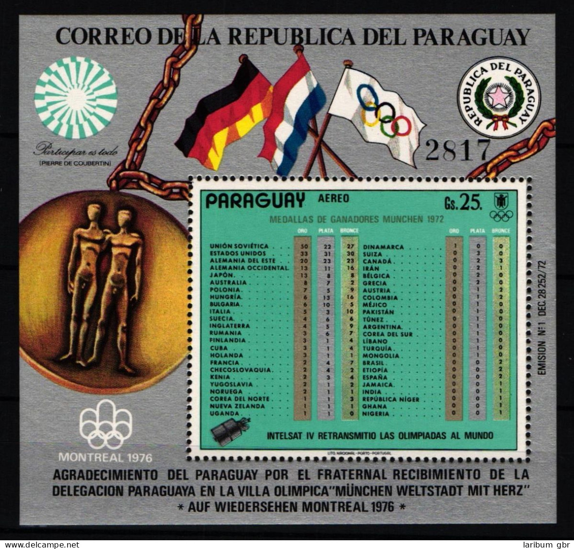 Paraguay Block 199 Postfrisch Olympische Spiele #KC337 - Paraguay