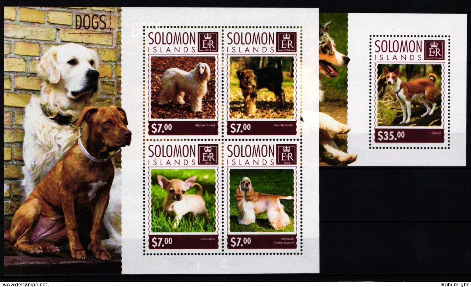 Salomon Inseln 2837-2840 Und Block 349 Postfrisch Kleinbogen / Hunde #KC311 - Salomon (Iles 1978-...)