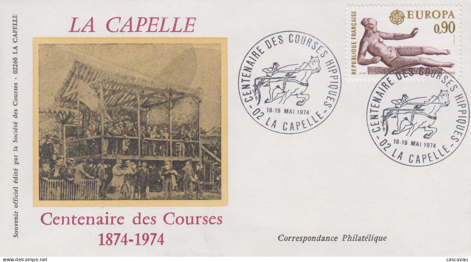 Carte   FRANCE   Centenaire   Des  Courses   Hippiques   De   LA  CAPELLE   1974 - Ippica