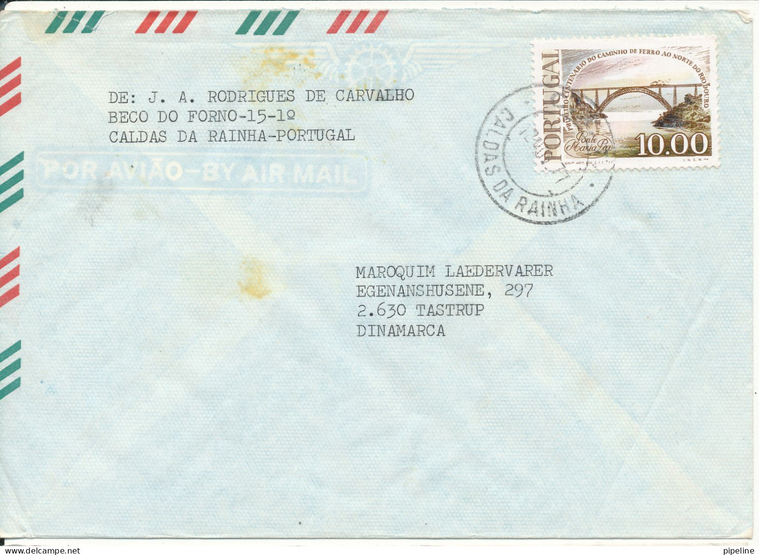 Portugal Air Mail Cover Sent To Denmark 13-11-1977 Single Franked - Storia Postale