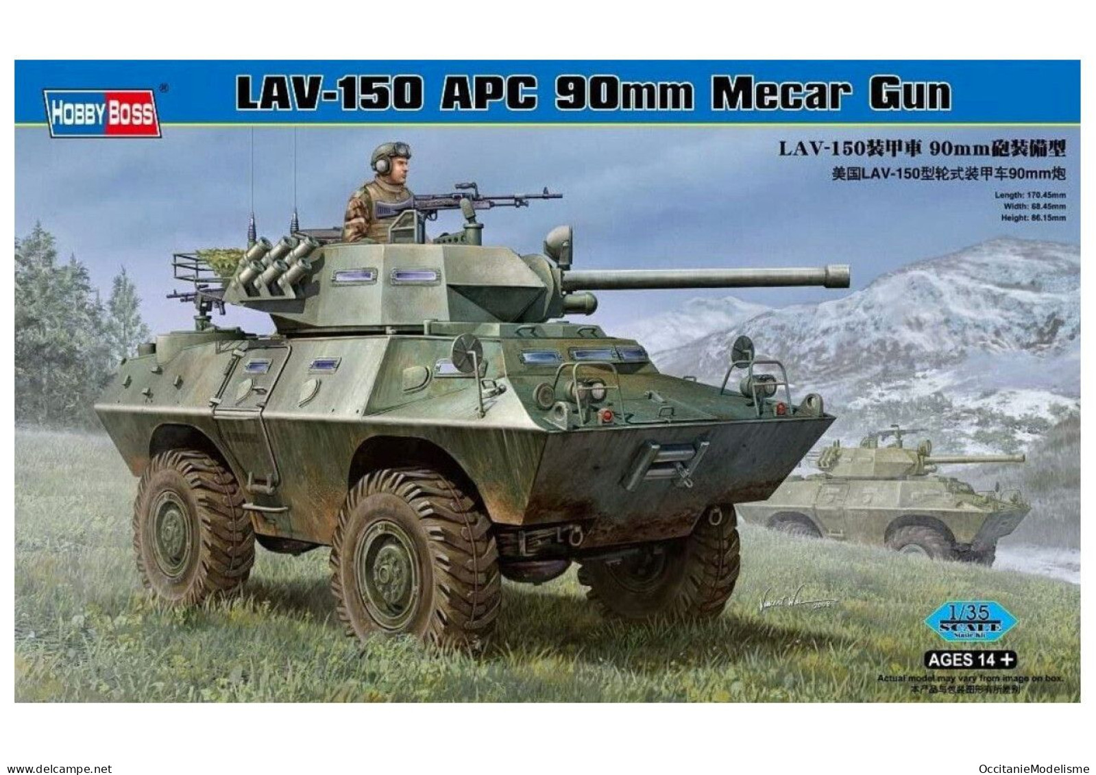 HobbyBoss - LAV-150 APC 90mm Mecar Gun Maquette Kit Plastique Réf. 82421 Neuf NBO 1/35 - Military Vehicles