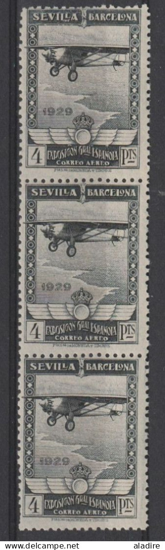 ESPAÑA 1929 - Exposiciones Sevilla Y Barcelona Correo Aéreo 3 Sellos Nuevos Sin Fijasellos Edifil Nº 453 - MNH - Nuevos