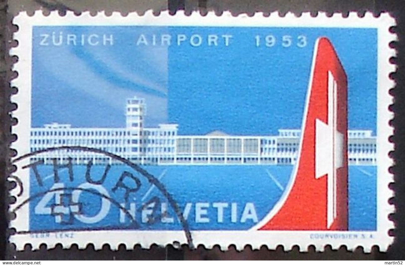 > SALE < Schweiz Suisse 1953: Airport Kloten Zu 313 Mi 585 Yv 536 Mit Eck-Stempel Von SOLOTHURN (Zu CHF 15.00) - Gebraucht