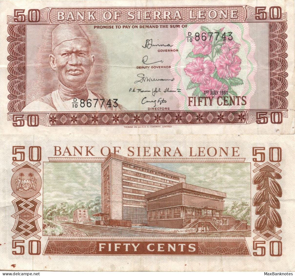 Sierra Leone / 50 Cents / 1981 / P-4(d) / VF - Sierra Leone