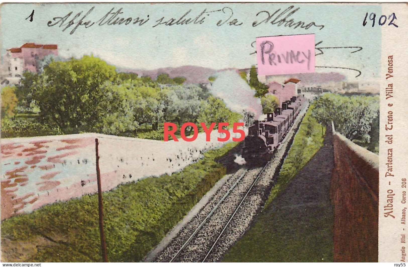 Lazio Roma Albano Laziale Stazione Ferroviaria Partenza Del Treno A Vapore Veduta Primissimi 900 (f.piccolo/v.retro) - Stations - Met Treinen