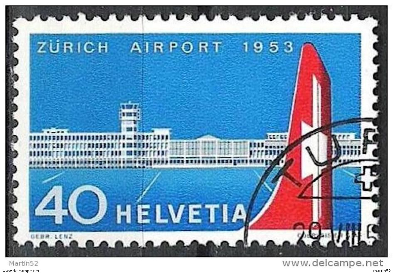 Schweiz Suisse 1953: Airport Kloten Zu 313 Mi 585 Yv 536 Mit Ort-ET-Stempel TURGI 29.VIII.53 (Zu CHF 15.00++) - Usati