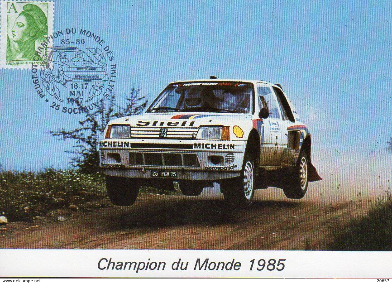France 1987 Commémoratif Champion Du Monde Des Rallyes 1985 Sur 205 - Cars