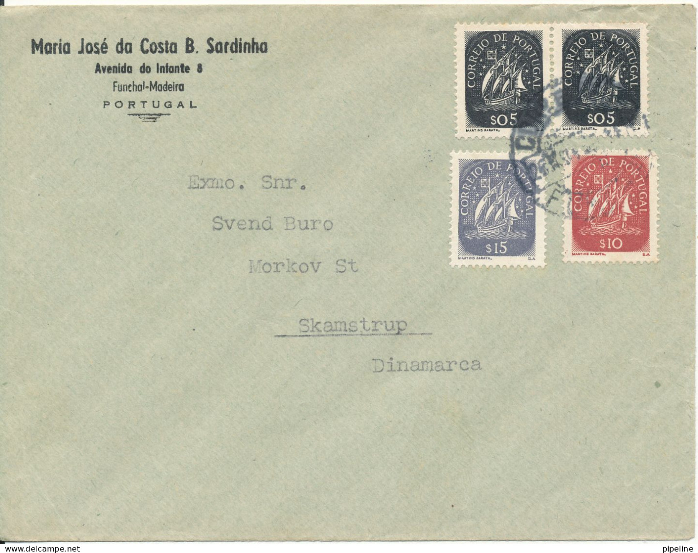 Portugal Cover Sent To Denmark 2-12-1949 ?? - Altri & Non Classificati