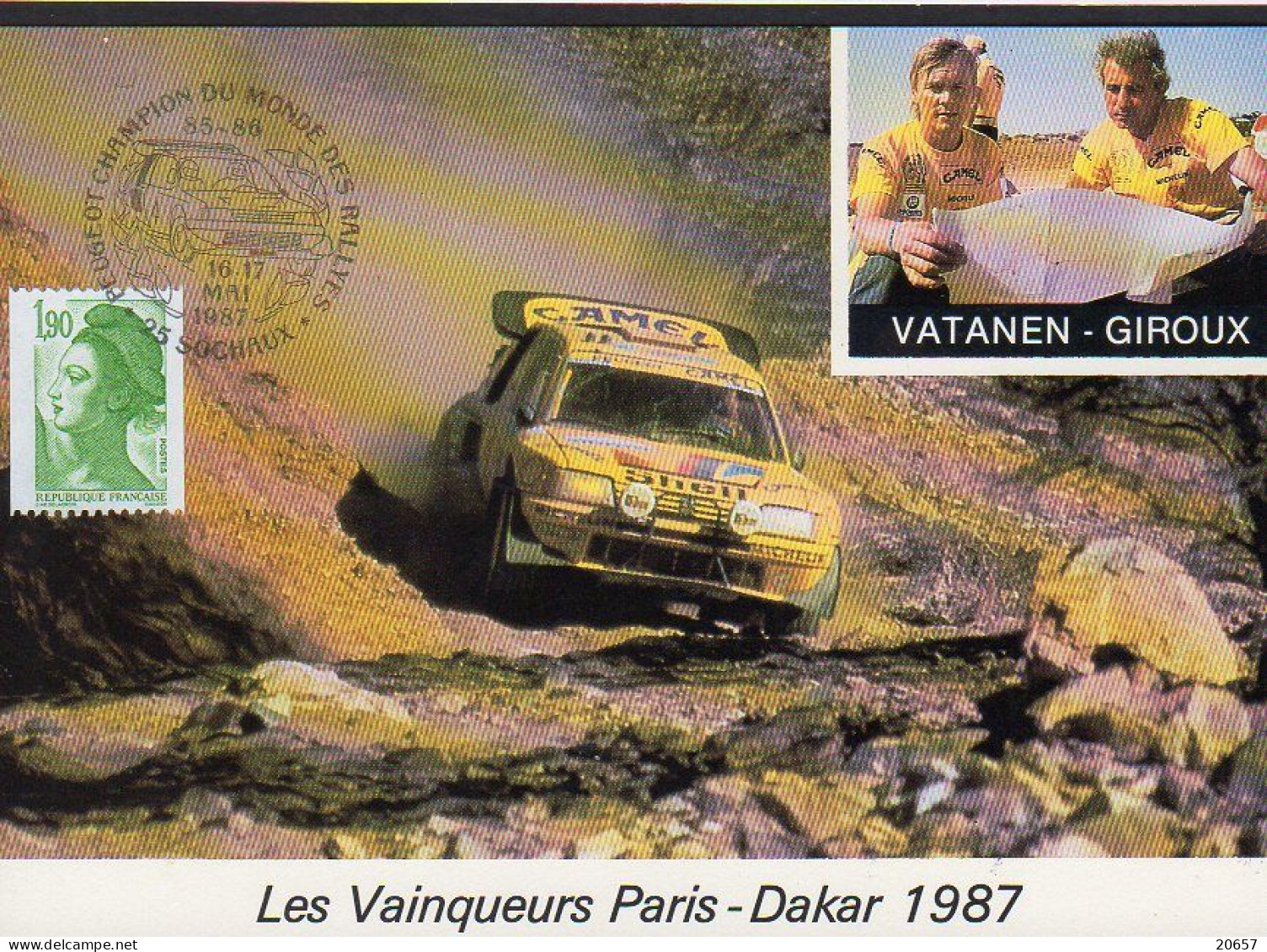 France 1987 Commémoratif Les Vainqueurs Du Paris-Dakar 87 Vatanen - Giroux - Cars