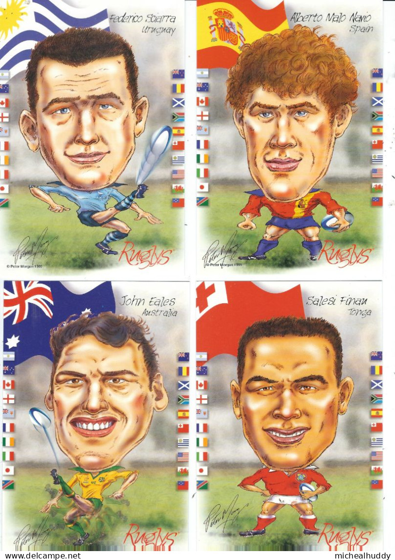 4 POSTCARDS PUBLISHED 1999 IN UK  WORLD RUGBY PLAYERS - Rugby